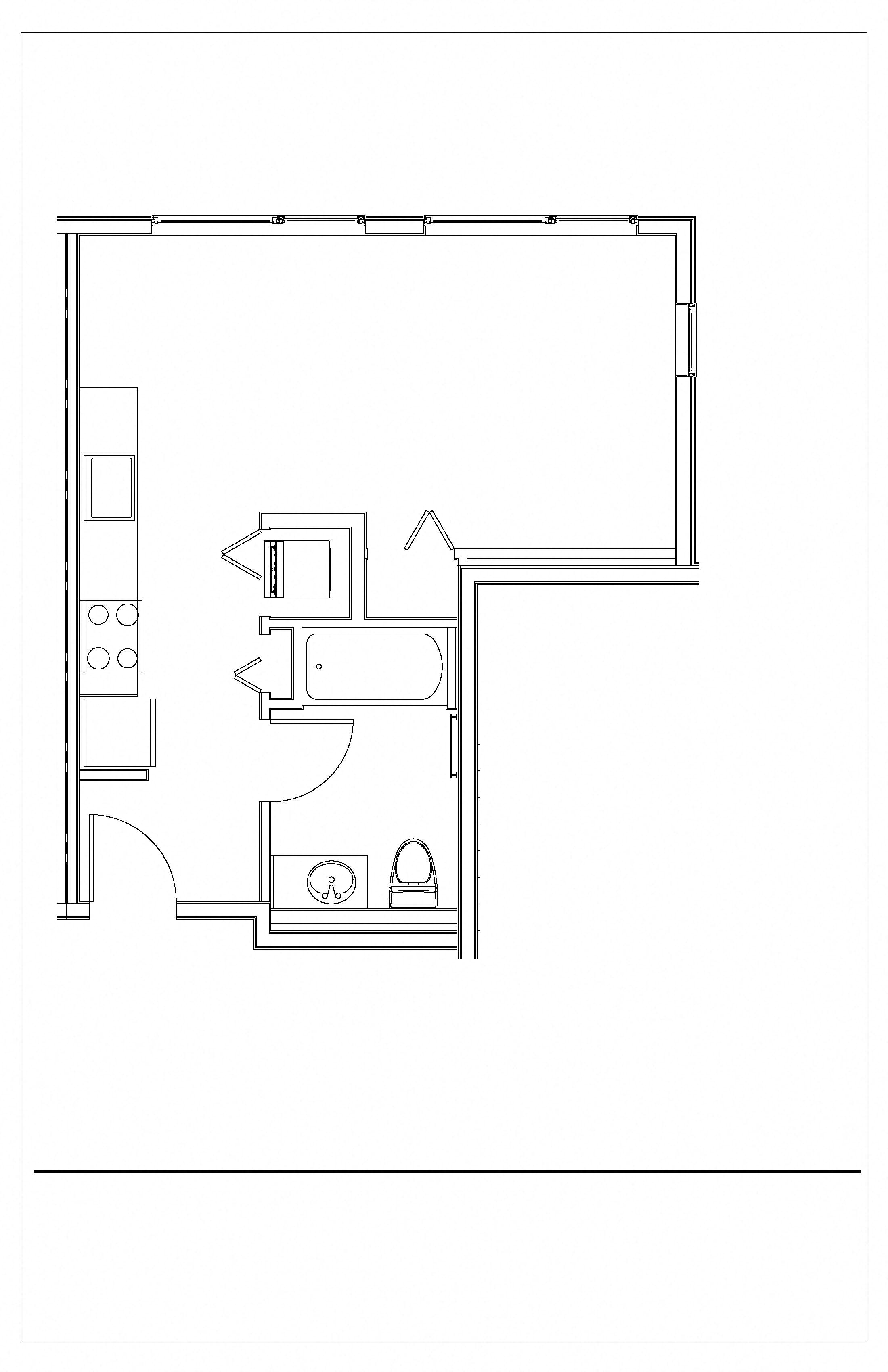 Floor plan for studio, 1 bath, 430 sqft